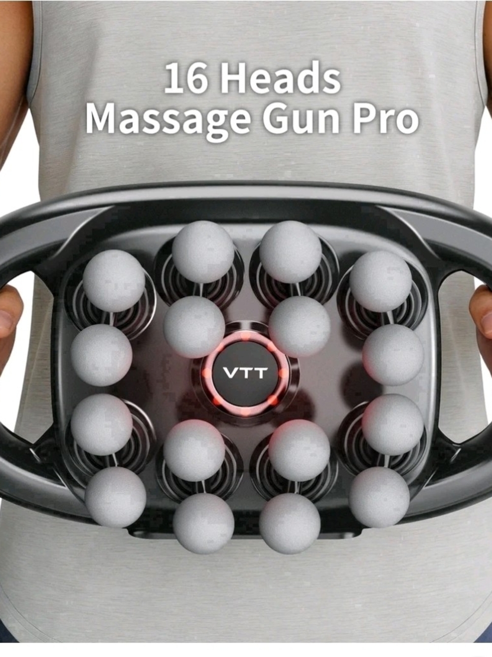 VTT Deep Tissue Massage Gun, 16 Head Percussion Massager for Muscle Recovery, Po